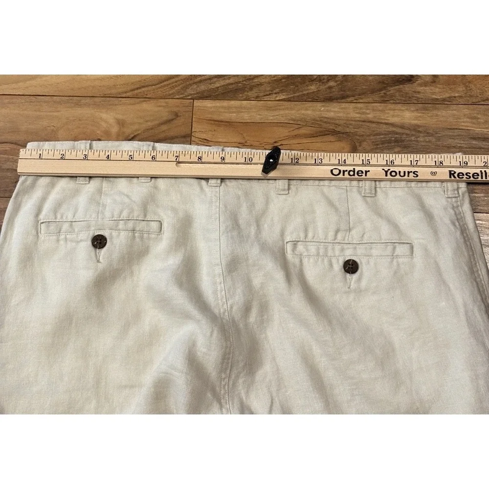 Jos. A. Bank Mens 38x27 100% Linen Pants Beige Tan Lightweight Tropics Pockets